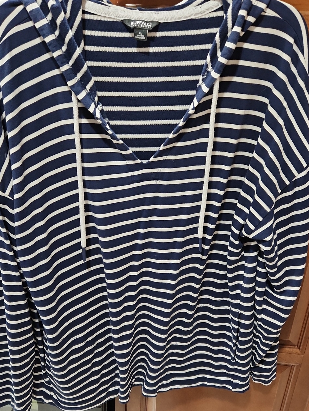 Buffalo David Bitton RNG0631 Striped Hoodie Blue & White XL Like New